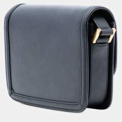 Pre Owned Saint Laurent Paris Black Small Calfskin Solferino Satchel In Box