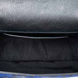 مملوكة مسبقًا حقيبة كلية سان لوران باريس فرو المهر الأزرق بطبعة الفهد