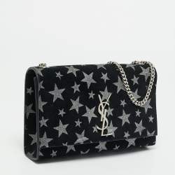 مملوكة مسبقًا Saint Laurent Kate Medium Black/Silver Star Suede Shoulder Bag