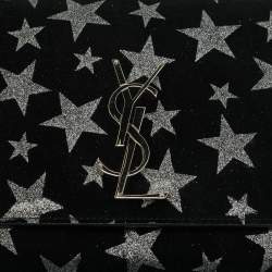 مملوكة مسبقًا Saint Laurent Kate Medium Black/Silver Star Suede Shoulder Bag