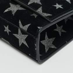 مملوكة مسبقًا Saint Laurent Kate Medium Black/Silver Star Suede Shoulder Bag