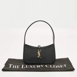 Pre Owned حقيبة كتف سان لوران باريس لو 5 آ 7 جلد سوداء صغيرة