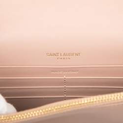 Pre Owned Saint Laurent Paris Pink Smooth Calfskin Monogram Kate Tassel Wallet on Chain