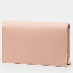 Pre Owned Saint Laurent Paris Pink Smooth Calfskin Monogram Kate Tassel Wallet on Chain