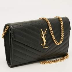 Pre Owned محفظة بسلسلة سان لوران كاساندر جلد ماتلاسيه أحمر