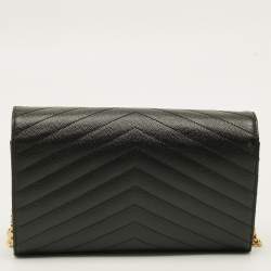 Pre Owned محفظة بسلسلة سان لوران كاساندر جلد ماتلاسيه أحمر