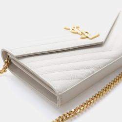 Pre Owned Saint Laurent Cassandre Matelasse Medium Grained Calfskin Leather Wallet On Chain Bag