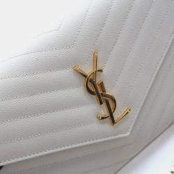 Pre Owned Saint Laurent Cassandre Matelasse Medium Grained Calfskin Leather Wallet On Chain Bag
