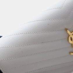 Pre Owned Saint Laurent Cassandre Matelasse Medium Grained Calfskin Leather Wallet On Chain Bag