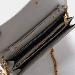 Pre Owned Saint Laurent Cassandre Matelasse Medium Grained Calfskin Leather Wallet On Chain Bag