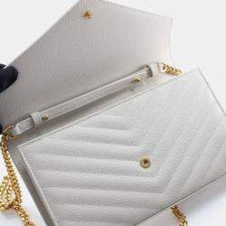 Pre Owned Saint Laurent Cassandre Matelasse Medium Grained Calfskin Leather Wallet On Chain Bag