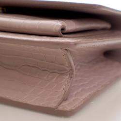 مملوكة مسبقًا Saint Laurent Sunset Mini Crocodile Embossed Leather Shoulder Bag