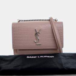 مملوكة مسبقًا Saint Laurent Sunset Mini Crocodile Embossed Leather Shoulder Bag
