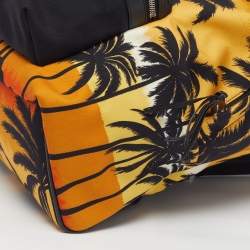 Pre Owned Saint Laurent City Orange Palm Tree Sunset Print Canvas Backpack