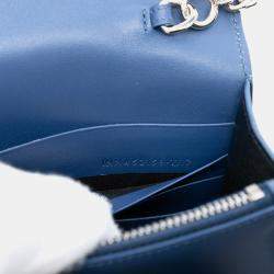 Pre Owned Saint Laurent Paris Blue Smooth Calfskin Monogram Kate Tassel Wallet on Chain