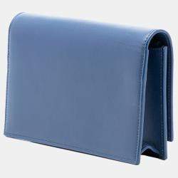 Pre Owned Saint Laurent Paris Blue Smooth Calfskin Monogram Kate Tassel Wallet on Chain