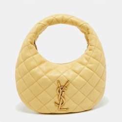 مملوكة مسبقًا Saint Laurent Icarino Yellow Quilted Leather Hobo