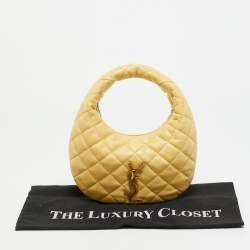 مملوكة مسبقًا Saint Laurent Icarino Yellow Quilted Leather Hobo