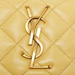 مملوكة مسبقًا Saint Laurent Icarino Yellow Quilted Leather Hobo