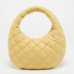 مملوكة مسبقًا Saint Laurent Icarino Yellow Quilted Leather Hobo