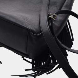 Pre Owned Saint Laurent Paris Black Small Calfskin Fringe Festival Backpack