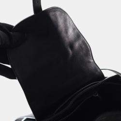 Pre Owned Saint Laurent Paris Black Small Calfskin Fringe Festival Backpack