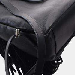 Pre Owned Saint Laurent Paris Black Small Calfskin Fringe Festival Backpack