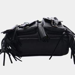 Pre Owned Saint Laurent Paris Black Small Calfskin Fringe Festival Backpack