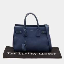 مملوكة مسبقًا Saint Laurent Sac De Jour Baby Navy Blue Leather Tote