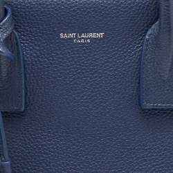 مملوكة مسبقًا Saint Laurent Sac De Jour Baby Navy Blue Leather Tote