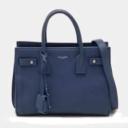 مملوكة مسبقًا Saint Laurent Sac De Jour Baby Navy Blue Leather Tote
