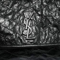 مملوكة مسبقًا حقيبة كتف سان لوران نايكي وسط جلد ماتيلاليه مجعد أسود