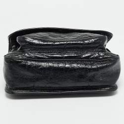 مملوكة مسبقًا حقيبة كتف سان لوران نايكي وسط جلد ماتيلاليه مجعد أسود