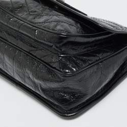 مملوكة مسبقًا حقيبة كتف سان لوران نايكي وسط جلد ماتيلاليه مجعد أسود