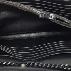 مملوكة مسبقًا Saint Laurent Monogram Envelope Black Matelassé Leather Wallet on Chain