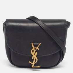 Pre Owned Saint Laurent Kaia Small Black Leather Shoulder Bag