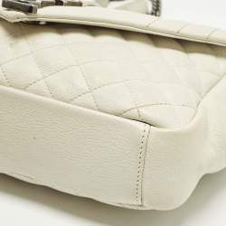 Pre Owned Saint Laurent College Medium White Matelassé Leather Bag