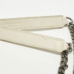 Pre Owned Saint Laurent College Medium White Matelassé Leather Bag