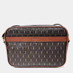 Pre Owned Saint Laurent Paris Brown PVC Le Monogram Camera Crossbody Bag