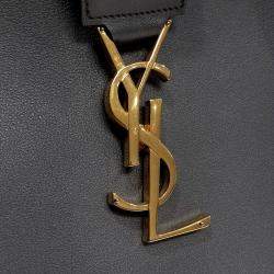 Pre Owned Saint Laurent Paris Grey Leather Monogram Cabas Bag Medium