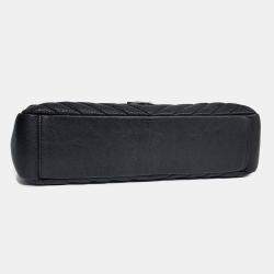 Pre Owned Saint Laurent Paris Black Leather Classic College Monogram Chain Bag