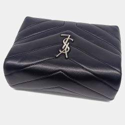 Pre Owned Saint Laurent Paris Black Leather Monogram Lulu Toy Crossbody Bag