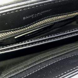 Pre Owned Saint Laurent Paris Black Leather Monogram Lulu Toy Crossbody Bag