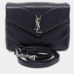 Pre Owned Saint Laurent Paris Black Leather Monogram Lulu Toy Crossbody Bag