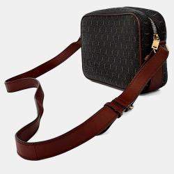 Pre Owned Saint Laurent Paris Brown, Red Canvas Le Monogram Camera Crossbody Bag