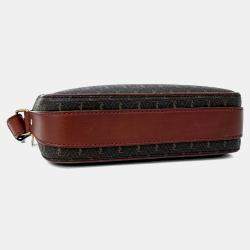 Pre Owned Saint Laurent Paris Brown, Red Canvas Le Monogram Camera Crossbody Bag