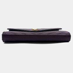 Pre Owned Saint Laurent Paris Burgundy Leather Monogram Chain Crossbody Bag