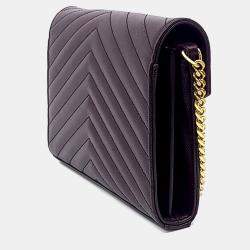 Pre Owned Saint Laurent Paris Burgundy Leather Monogram Chain Crossbody Bag