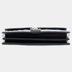 Pre Owned Saint Laurent Paris Black Star Embossed Calfskin Monogram Cassandra Clasp Bag