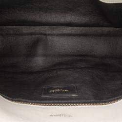 Pre Owned Saint Laurent Paris Brown Large Quilted Lambskin Sade Clutch